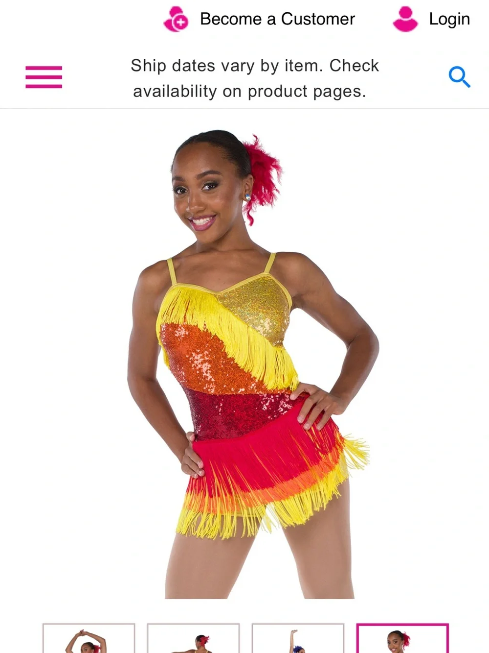A Wish Come True brand Dance Costume “Burnitup” - Red, Orange, and Yellow